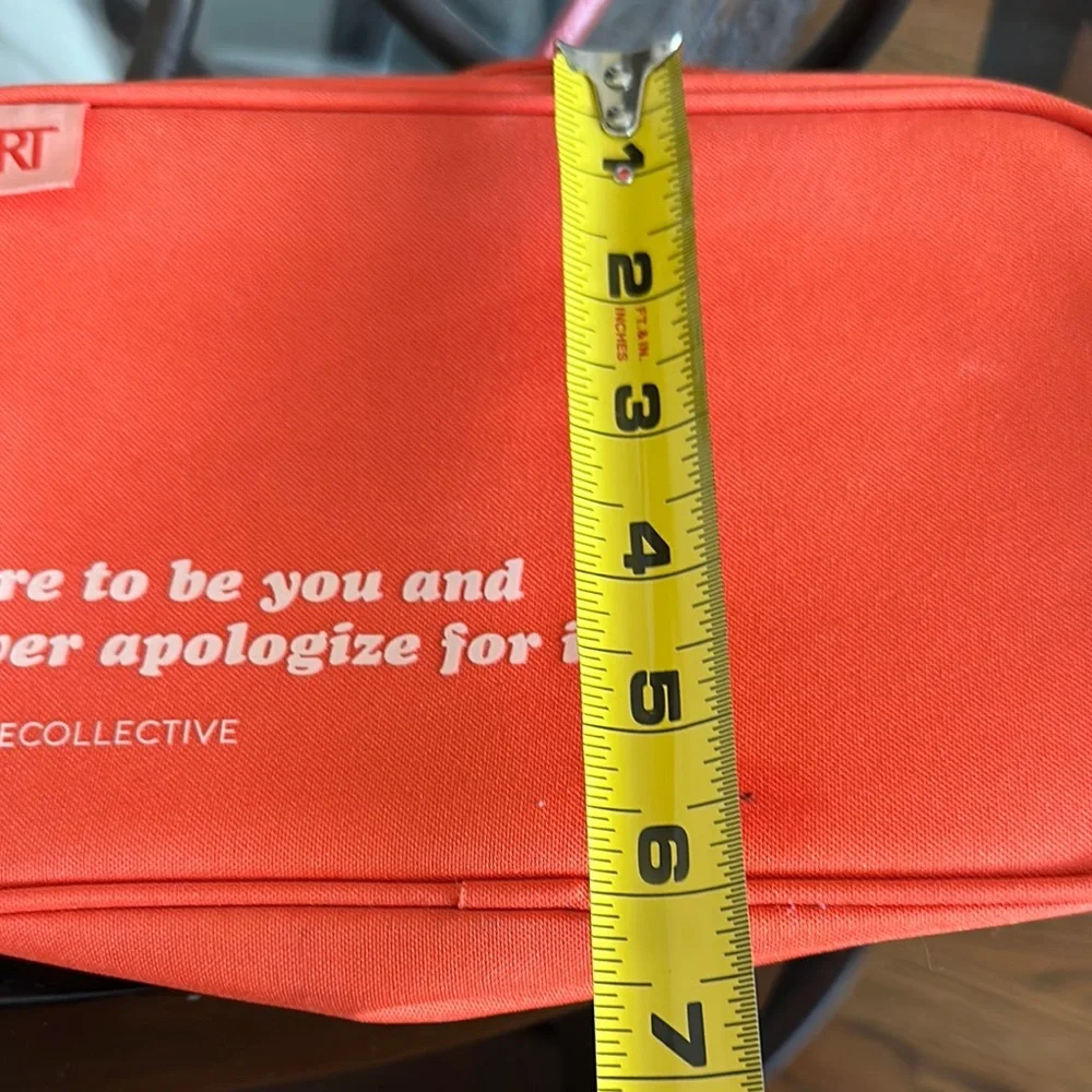 Like New! Orange two compartment Cosmetic Bag with Inspirational Quote